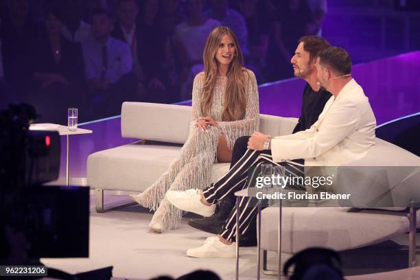 Heidi Klum, Thomas Hayo and Michael Michalsky during the Germany's Next Topmodel Finals at ISS Dome on May 24, 2018 in Duesseldorf, Germany.