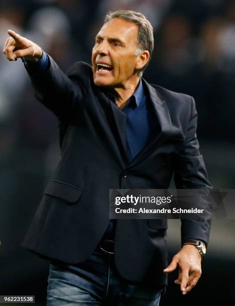 Miguel Angel Russo, headcoach of Milionarios of Colombia in action during the match against Corinthians for the Copa CONMEBOL Libertadores 2018 at...