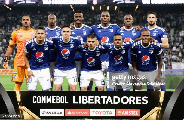 Players of Milionarios of Colombia pose for photo before the match for the Copa CONMEBOL Libertadores 2018 at Arena Corinthians Stadium on May 24,...