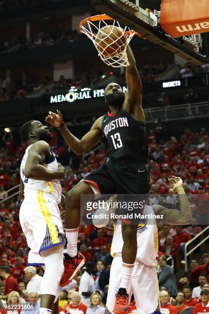 James Harden of the Houston Rockets shoots against the Golden State Warriors in the first half of Game Five of the Western Conference Finals of the...
