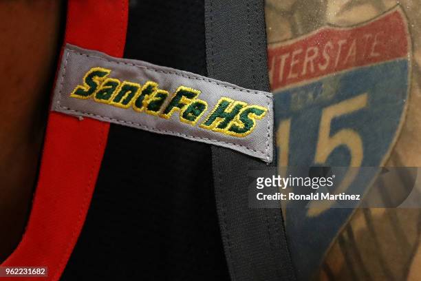 Gerald Green of the Houston Rockets wears a wears a Santa Fe High School strip on his jersey as part of a tribute to honor the victims of the May...