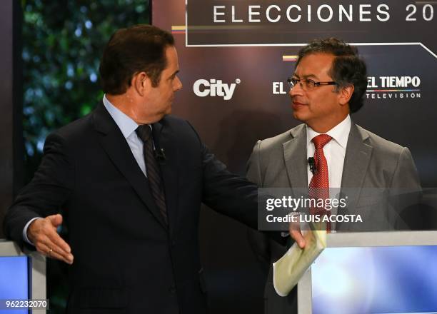 Colombian presidential candidates German Vargas Lleras, for the Cambio Radical Party and Gustavo Petro for the Colombia Humana Party, take part in a...