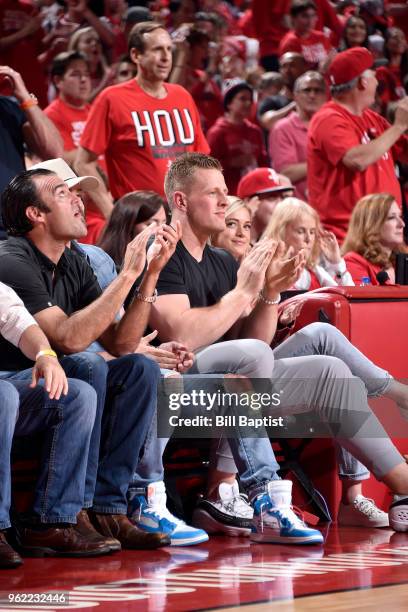 Watt attends Game Five of the Western Conference Finals between the Golden State Warriors and the Houston Rockets during the 2018 NBA Playoffs on May...