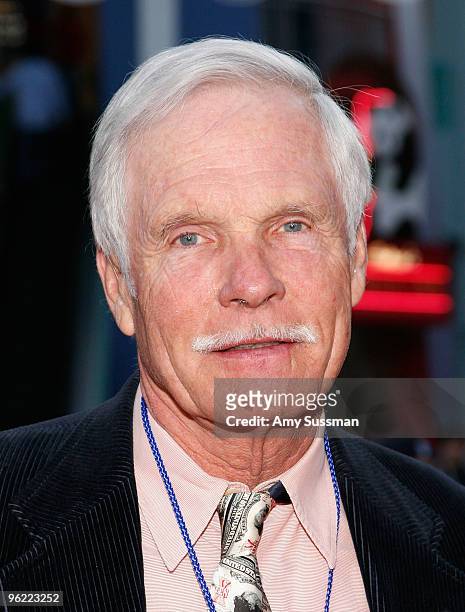 Media mogul Ted Tuner attends the premiere of "Nuclear Tipping Point" at AMC Theater at Universal City Walk on January 27, 2010 in Universal City,...