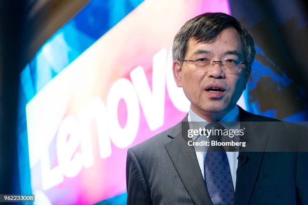 Wong Wai Ming, executive vice president and chief financial officer of Lenovo Group Ltd., speaks during a Bloomberg TV interview in Hong Kong, China,...