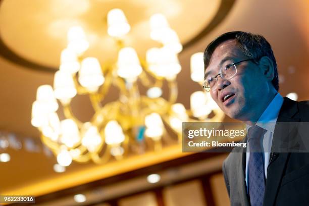 Wong Wai Ming, executive vice president and chief financial officer of Lenovo Group Ltd., speaks during a Bloomberg TV interview in Hong Kong, China,...