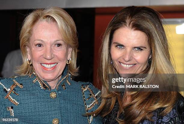 Charlotte Mailliard Schultz , wife of former US Secretary of State George Schultz, and First Lady of California Maria Shriver share a laugh on the...