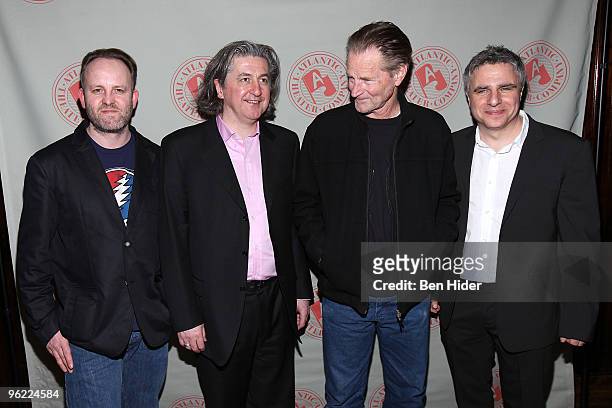 Director Jimmy Fay, director Fiach Mac Conghail, writer Sam Shepard and Neil Pepe attend the "Ages of the Moon" opening night party at Moran's...