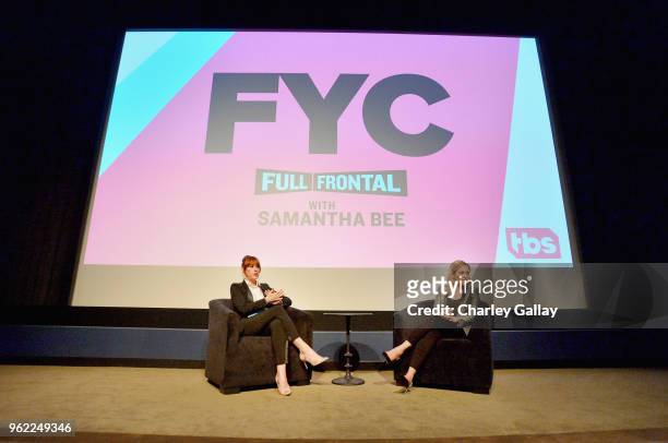 Moderator Molly Ringwald and Executive Producer & Host Samantha Bee speak onstage during 'Full Frontal with Samantha Bee' FYC Event Los Angeles at...
