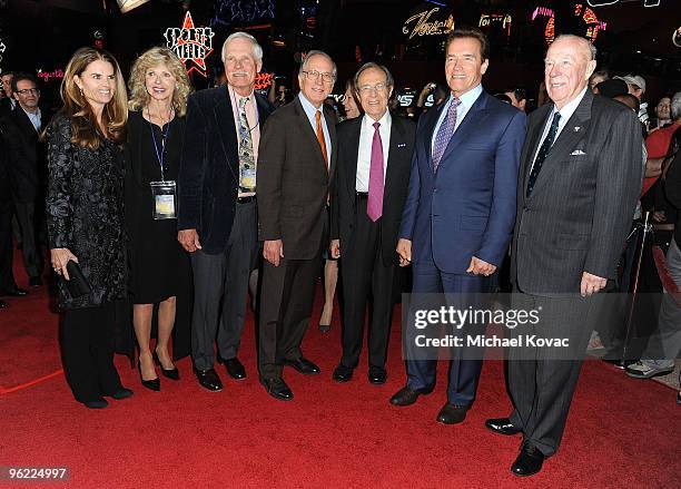 Maria Shriver, guest, media executive Ted Turner, former Senator Sam Nunn, former US Secretary of Defense William Perry, Governor Arnold...