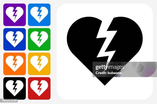 heartbreak icon square button set - divorce stock illustrations