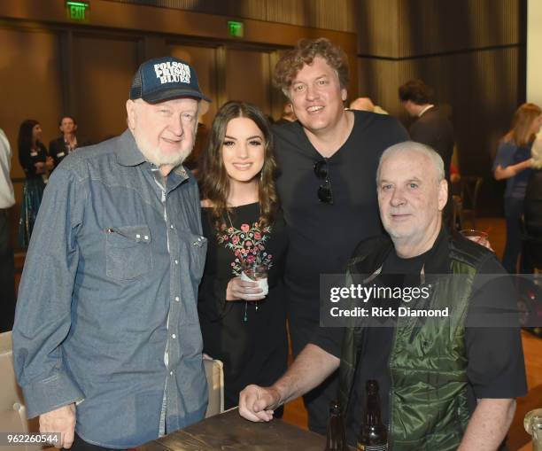 Manager Frank Mull, Lauren Mascitt, artist Shawn Camp, and musician David Briggs attend the CMHOF Outlaws and Armadillos VIP Opening Reception on May...