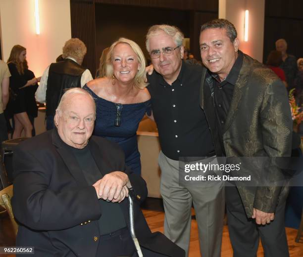 Leonard Kamsler, Tracy Shehab, Larry Elkin and Eddy Shehab attend the CMHOF Outlaws and Armadillos VIP Opening Reception on May 24, 2018 in...
