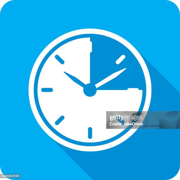 fifteen minutes clock icon silhouette - resting stock illustrations
