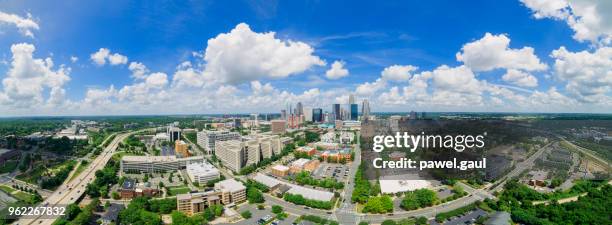 aerial view of charlotte, north carolina - charlotte north carolina skyline stock pictures, royalty-free photos & images