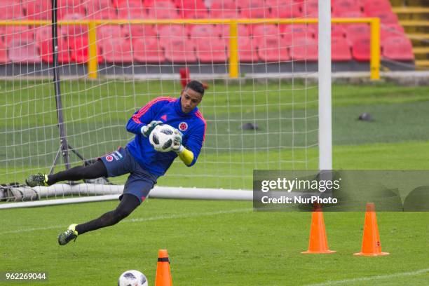 Goalkeeper Luis Enrique Martínez during a training session as part of the preparatiion to the FIFA World Cup Russia 2018 at Estadio El Campin on May...