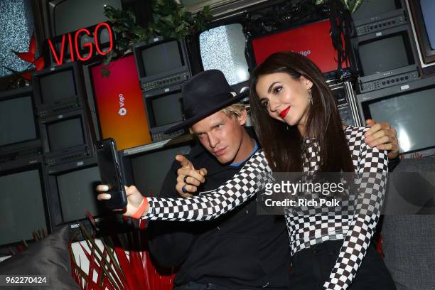 Victoria Justice and Cody Simpson attend the Vigo Video Launch Party at Le Jardin on May 24, 2018 in Hollywood, California.