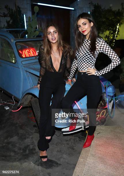Victoria Justice and DJ MADDS attend the Vigo Video Launch Party at Le Jardin on May 24, 2018 in Hollywood, California.