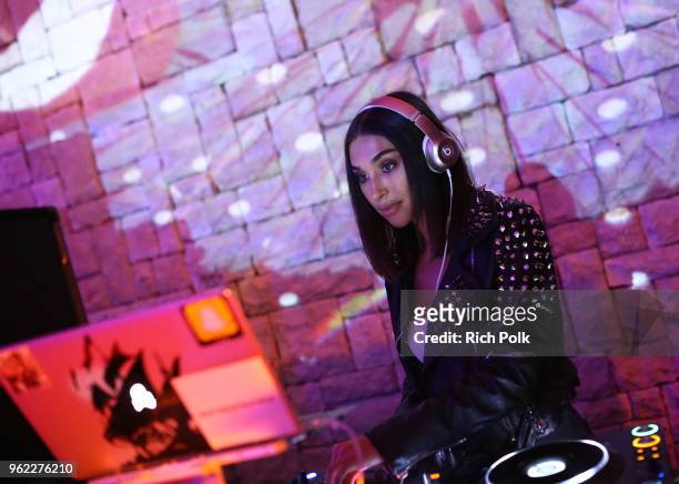 Chantel Jeffries spins music at the Vigo Video Launch Party at Le Jardin on May 24, 2018 in Hollywood, California.