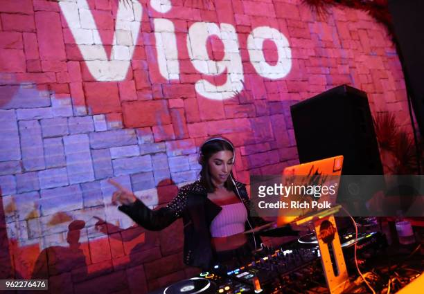 Chantel Jeffries spins music at the Vigo Video Launch Party at Le Jardin on May 24, 2018 in Hollywood, California.