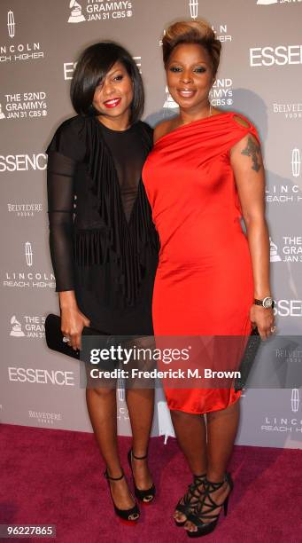 Actress Taraji P. Henson and recording artist/actress Mary J. Blige attend the ESSENCE Black Women in Music event at the Sunset Tower Hotel on...