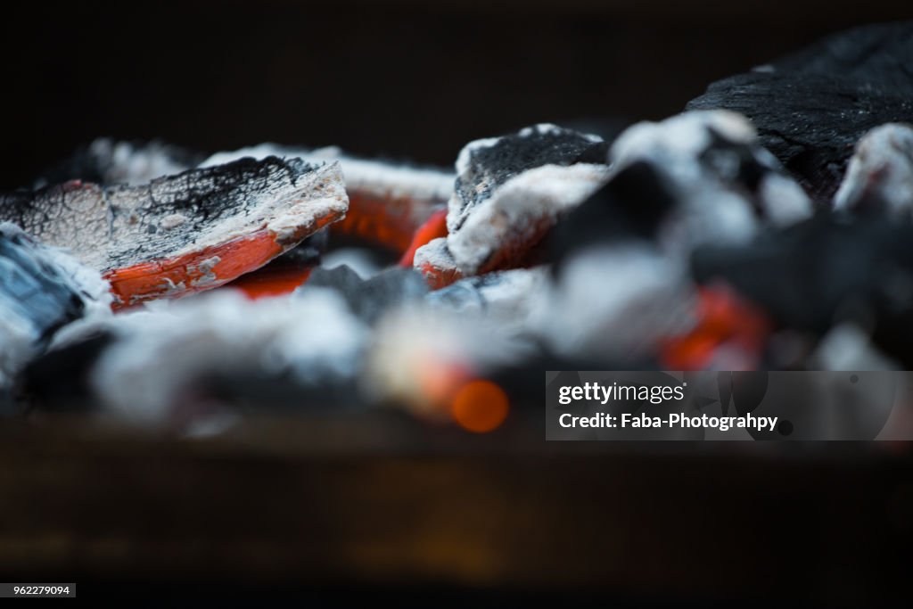 Glowing Charcoal In Grill