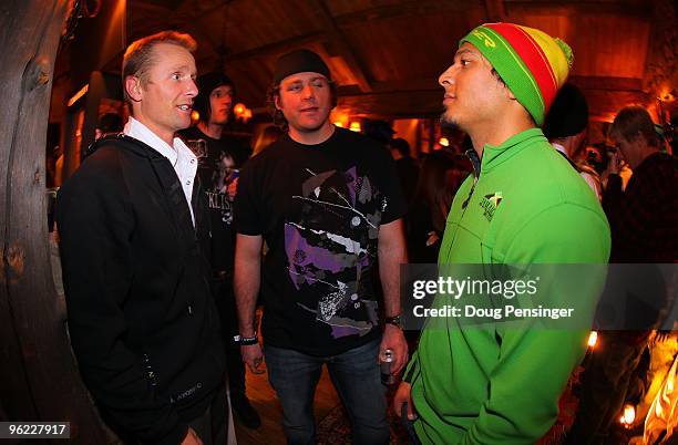 Skier X athletes Daron Rahlves of the USA, Chris Del Bosco of Canada and Errol Kerr of Jamaca attend the Oakley/Red Bull Party prior to Winter X...