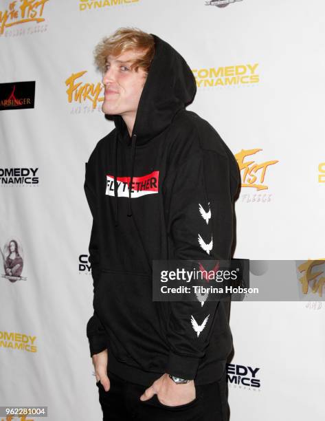 Logan Paul attends the premiere of 'The Fury Of The Fist And The Golden Fleece' at Laemmle's Music Hall 3 on May 24, 2018 in Beverly Hills,...