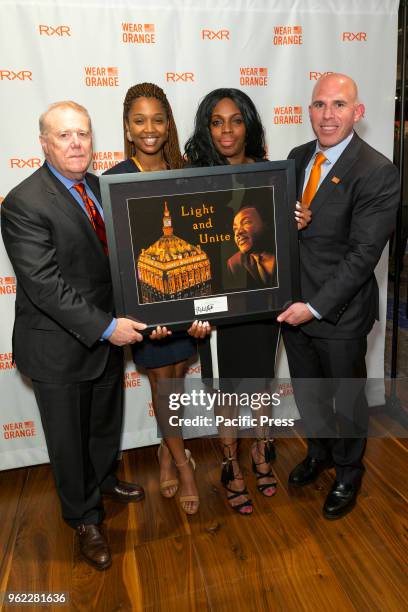 John Feinblatt, Nza-Ari Khepra, Shenee Johnson, Scott Rechler attend the launching of 2018 Wear Orange Campaign to End Gun Violence at Helmsley...