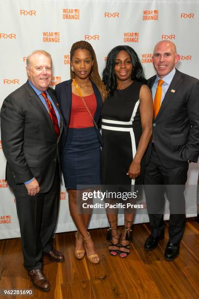 John Feinblatt, Nza-Ari Khepra, Shenee Johnson, Scott Rechler attend the launching of 2018 Wear Orange Campaign to End Gun Violence at Helmsley...