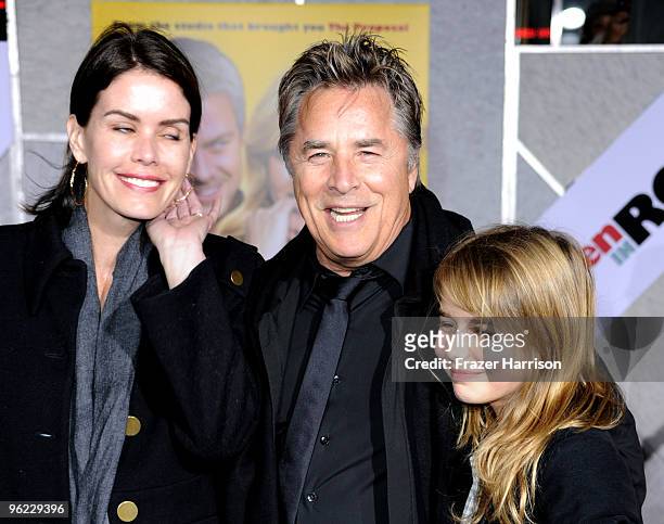 Actor Don Johnson wife Kelley Phleger and daughter Atherton Grace Johnson arrive at the premiere Of Touchstone Pictures' "When in Rome" at the El...