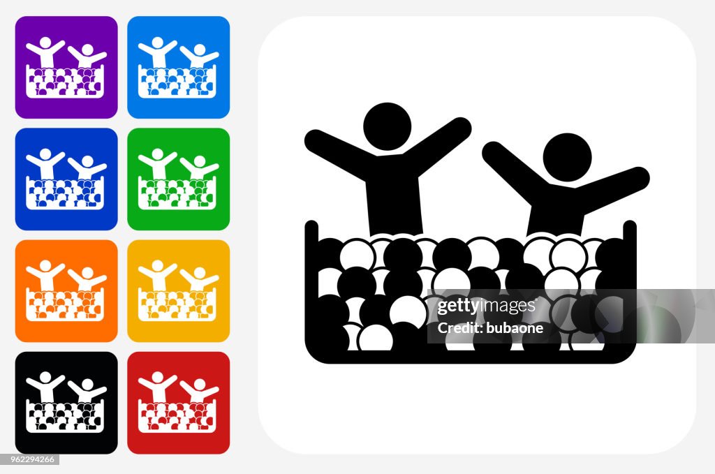 Children Ball Pool Icon Square Button Set