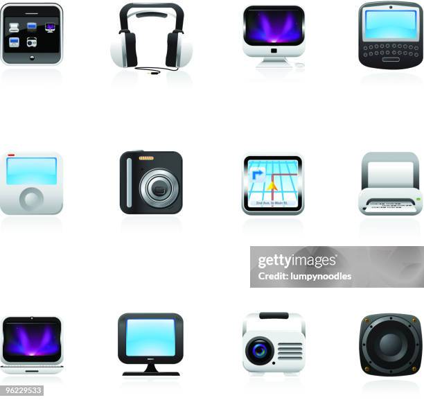 square technology/electronics icons - overhead projector stock illustrations
