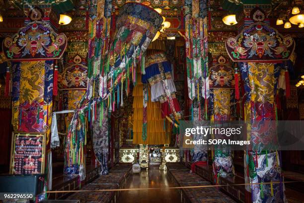 View inside the Ganden Sumtsenling Monastery.