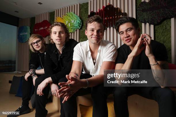 Seconds of Summer pose before performing at the Spotify Fans First Event With 5 Seconds Of Summer on May 25, 2018 in Sydney, Australia. Spotify...