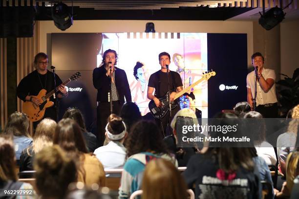 Seconds of Summer perform on stage during the Spotify Fans First Event With 5 Seconds Of Summer on May 25, 2018 in Sydney, Australia. Spotify invited...