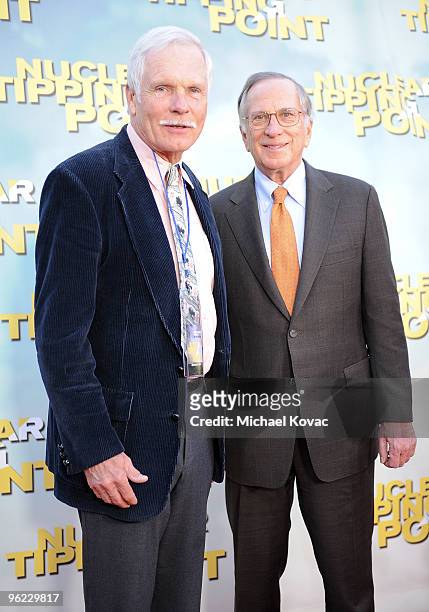 Media executive Ted Turner and former Senator Sam Nunn arrive at the Los Angeles Premiere of the documentary "Nuclear Tipping Point" at AMC CityWalk...
