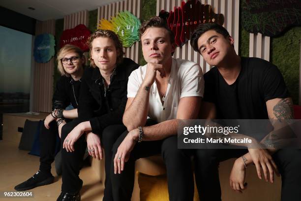 Seconds of Summer pose before performing at the Spotify Fans First Event With 5 Seconds Of Summer on May 25, 2018 in Sydney, Australia. Spotify...