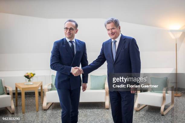 German Foreign Minister Heiko Maas meets Sauli Niinistoe , President of Finland, on May 25, 2018 in Helsinki, Finland. Maas travels to Finland for...