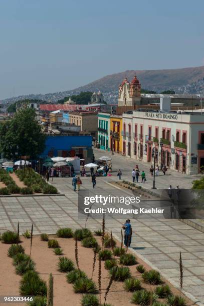 View of the Plaza Santo Domingo from the Museum of the Cultures of Oaxaca, which is located in a former monastery next to the Church of Santo Domingo...