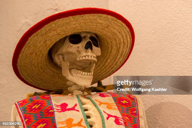 Skeleton is dressed up for the Day of the Dead in Oaxaca City, Mexico.