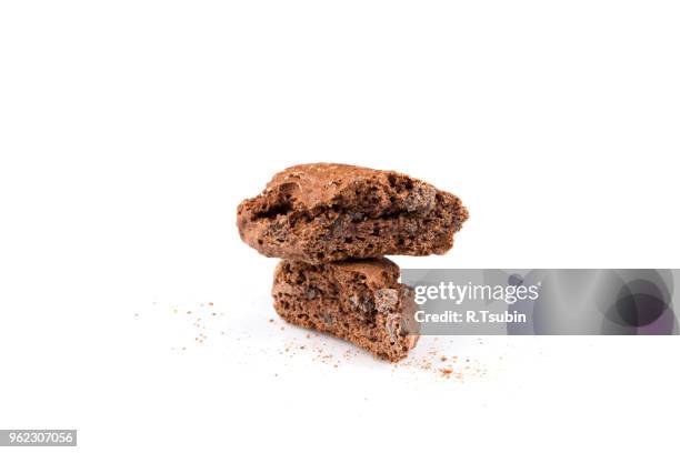 cantucci with chocolate pieces isolated on white background - crumble stock pictures, royalty-free photos & images