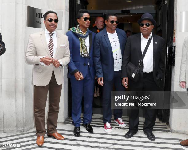 Jackie Jackson, Jermaine Jackson, Marlon Jackson and Tito Jackson at BBC Radio 2 on May 25, 2018 in London, England.