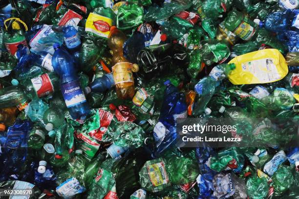 View of selected plastic bottles ready to be recycled including the plastic waste collected by the fishermen during the operations of 'Arcipelago...