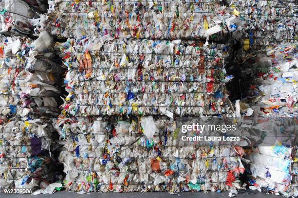 View of bales of Plasmix ready to be recycled including the plastic waste collected by the fishermen during the operations of 'Arcipelago Pulito'...