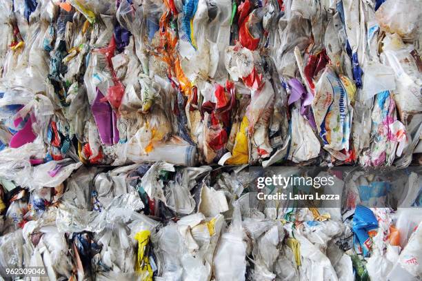 View of bales of Plasmix ready to be recycled including the plastic waste collected by the fishermen during the operations of 'Arcipelago Pulito'...