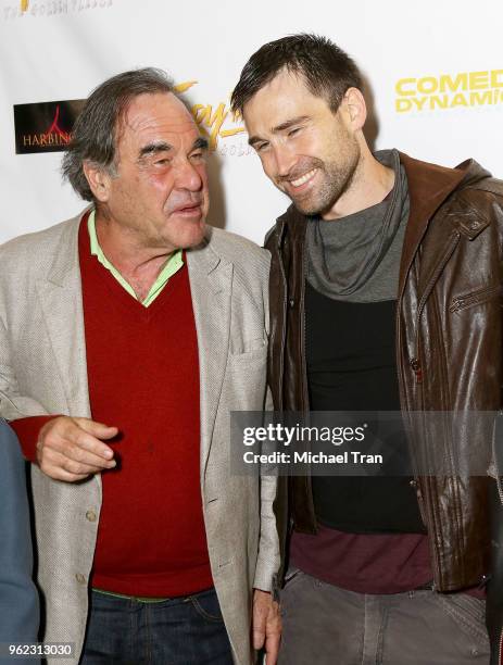 Oliver Stone and Sean Stone attend the Los Angeles premiere of Comedy Dynamics' "The Fury Of The Fist And The Golden Fleece" held at Laemmle's Music...