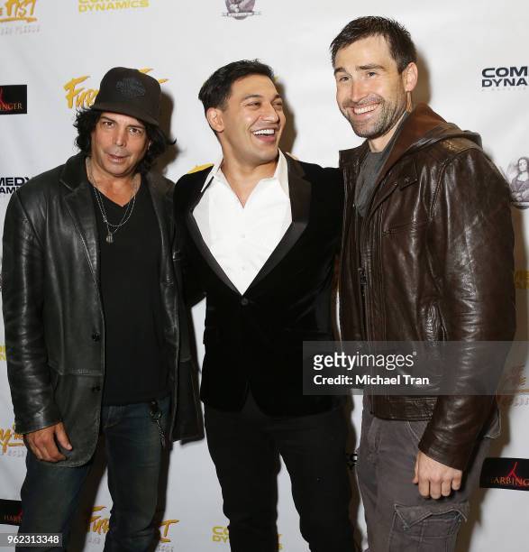 Richard Grieco, Alexander Wraith and Sean Stone attend the Los Angeles premiere of Comedy Dynamics' "The Fury Of The Fist And The Golden Fleece" held...