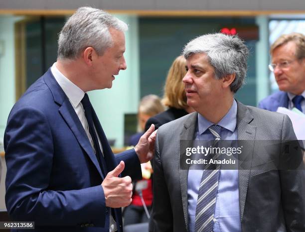 Eurogroup President Mario Centeno and French Minister of Economy Bruno Le Maire attend Economic and Financial Affairs Council meeting in Brussels,...