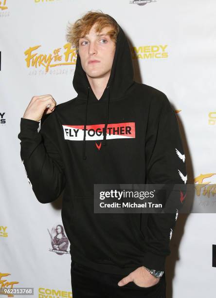 Logan Paul attends the Los Angeles premiere of Comedy Dynamics' "The Fury Of The Fist And The Golden Fleece" held at Laemmle's Music Hall 3 on May...